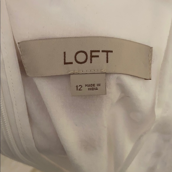 Loft Eyelet Racerback Flare Dress - White Size 12 - Picture 5 of 7